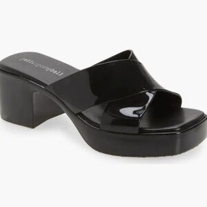 Jeffrey Campbell Shiny Black Bubblegum Platform Sandals Size 10
